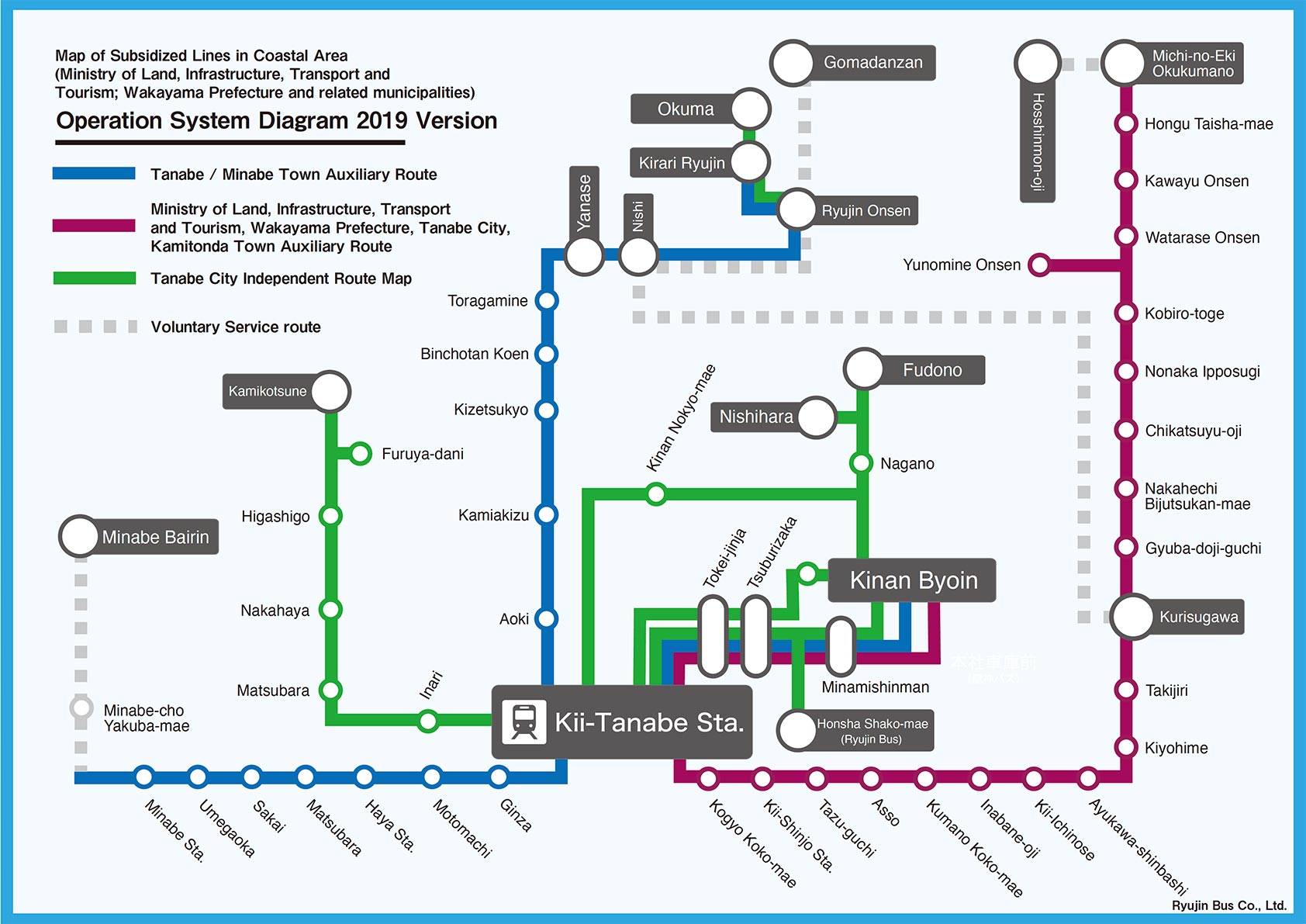 Map of Subsidized Lines in Coastal Area (Ministry of Land, Infrastructure, Transport and Tourism; Wakayama Prefecture and related municipalities)